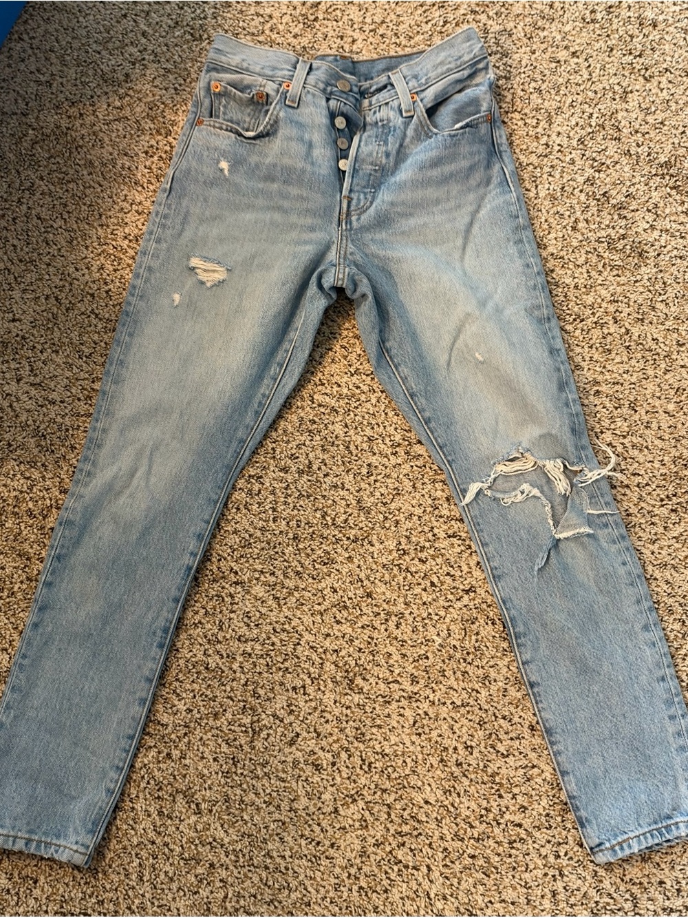 Levi's Light Blue Distressed Skinny Jeans